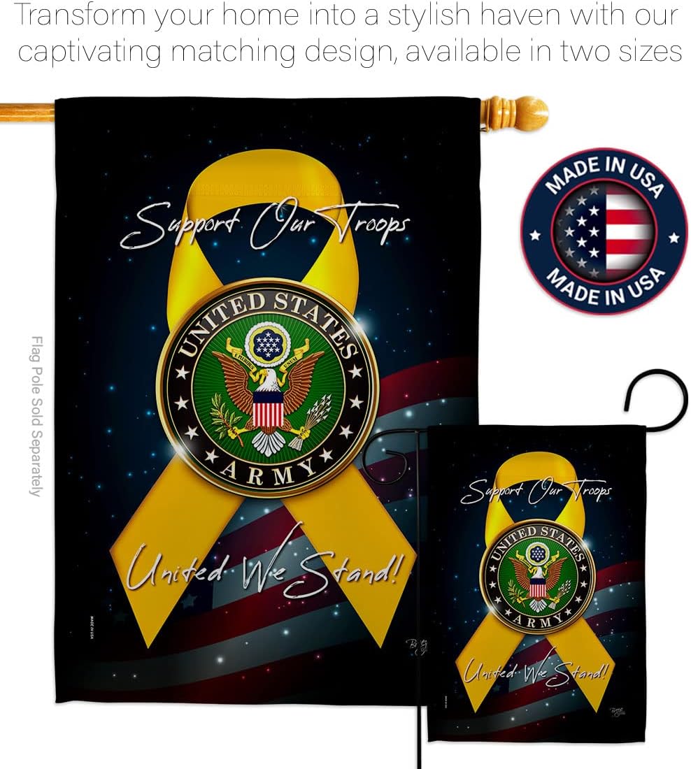 Breeze Decor Support Army Garden Flag - Armed Forces Rangers United State American Military Veteran Retire Official - House Decoration Banner Small Yard Gift Double-Sided Made in USA 13 X 18.5
