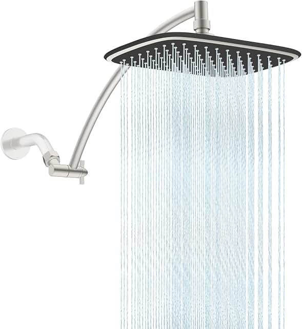 iFealClear rain showerhead with 16-inch brushed-finish extension arm