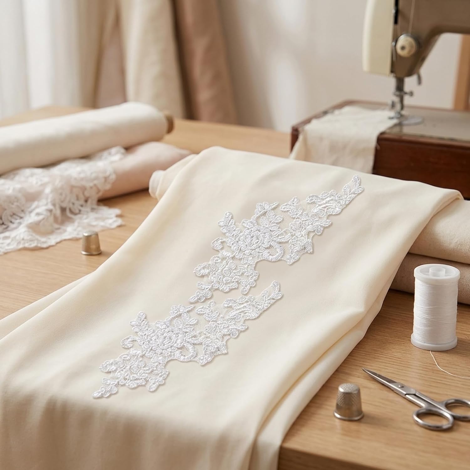 12PCS Lace Appliques Embellishments, Lace Appliques, White Lace Trims for Sewing Projects, Decorative Lace Appliques Embellishments for Garments and Crafts