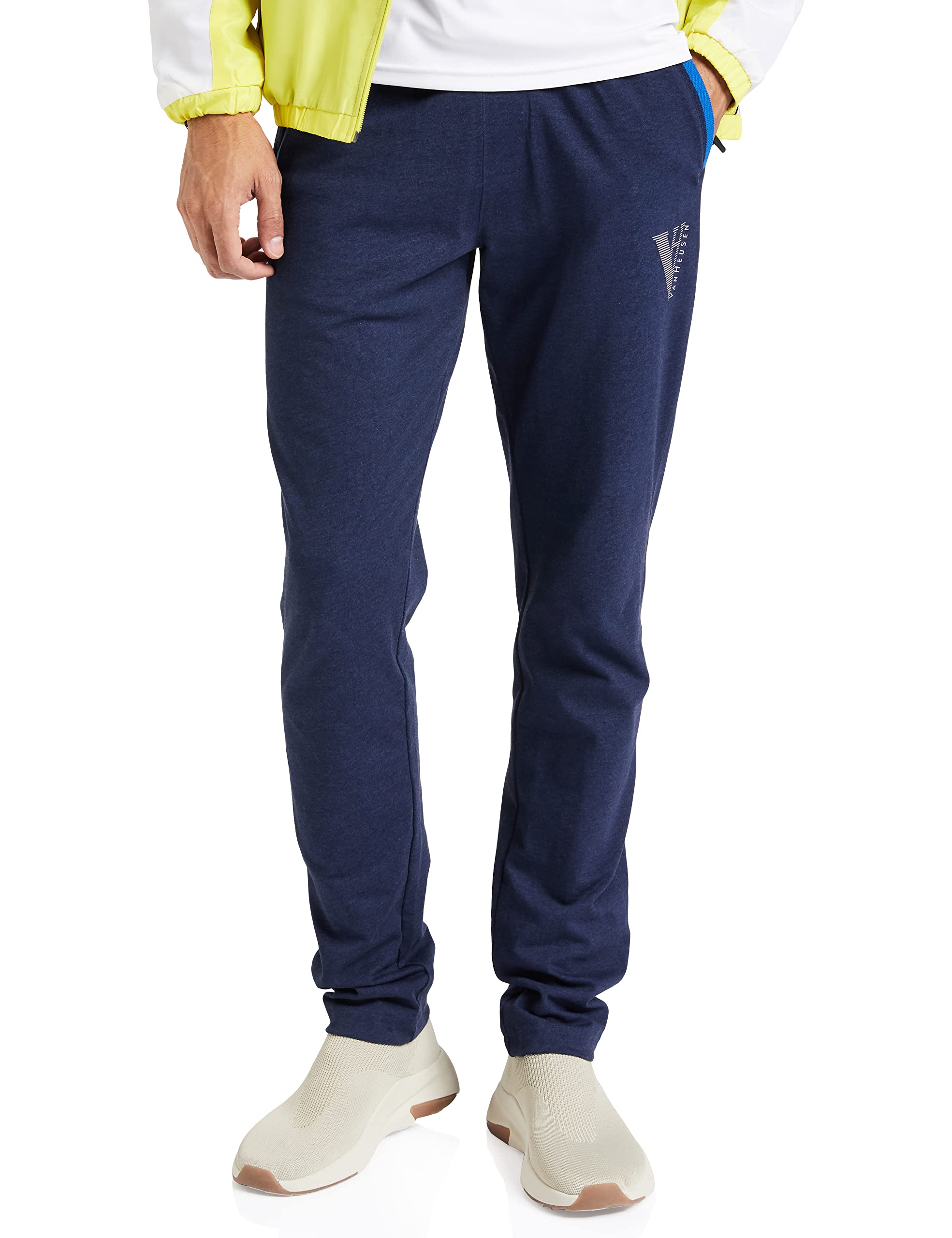 Van HeusenMen's Regular Fit Mid Rise Athleisure Trackpants - Cotton Rich - Smart Tech, Easy Stain Release, Anti Stat, Ultra Soft, Moisture Wicking