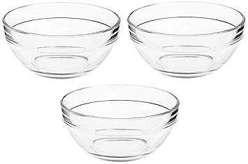 Amazon Brand - Solimo Glass Bowls set (3 pieces, 1080ml)| Transparent