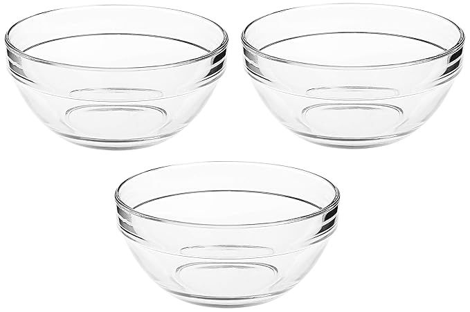 Solimo Glass Bowls set (3 pieces, 1080ml)| Transparent