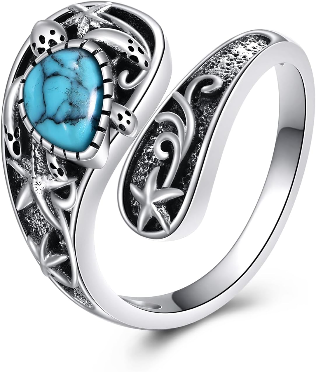 Turquoise Spoon Frog/Turtle Rings for Women Sterling Silver Turquoise Ring Jewelry Gift