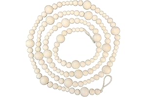 Rustic Boho Wood Bead Garland - 7 Feet of Natural Elegance