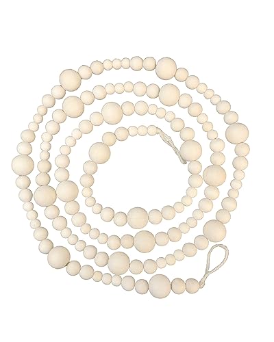 Wood Bead Garland Without Tassels, 84 Inch Natural Wooden Beads