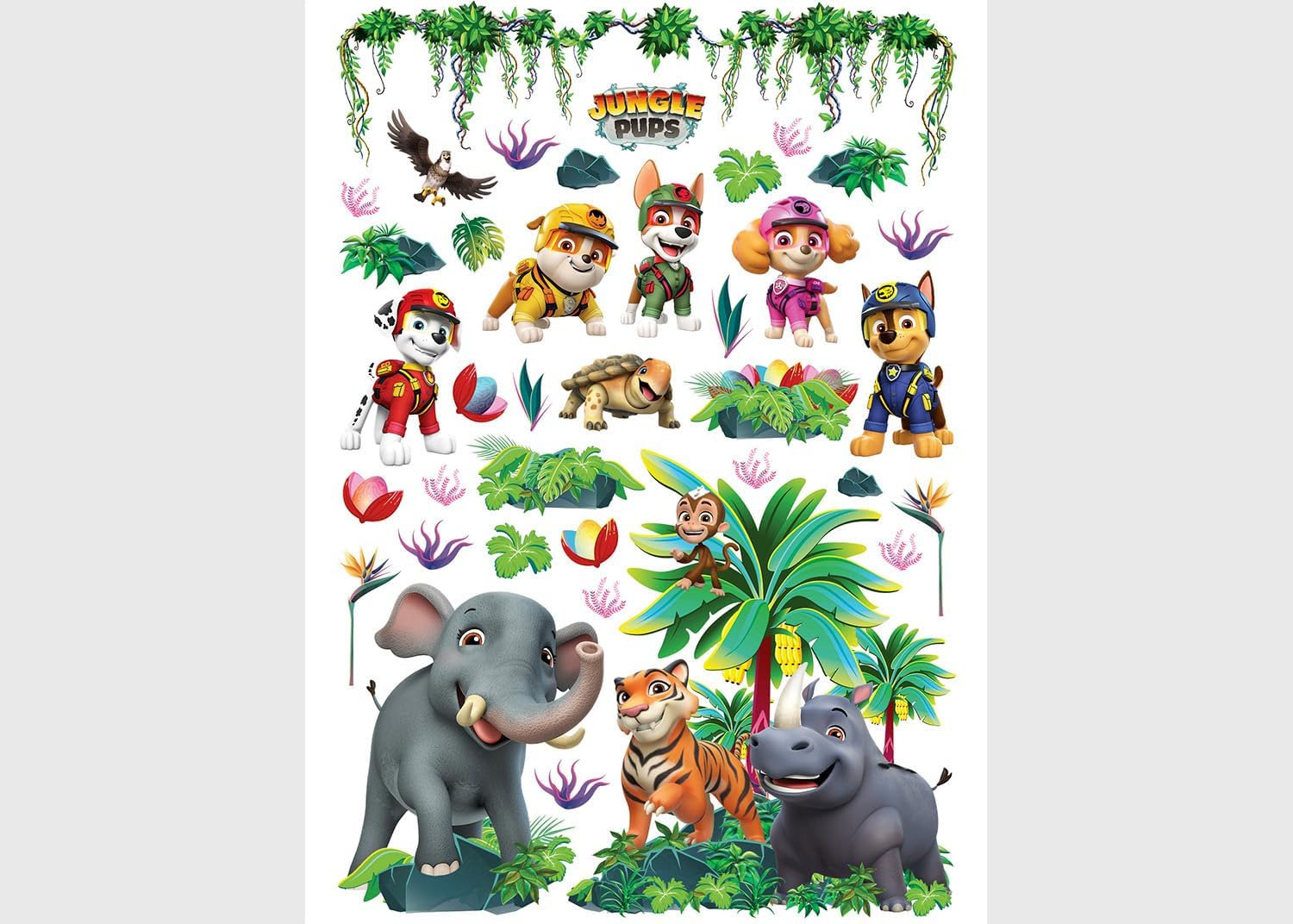 AG Design Paw Patrol Jungle Children's Room Wall Sticker, Wall Sticker, Boy Decoration, 42.5 x 65 cm, ADK 1676