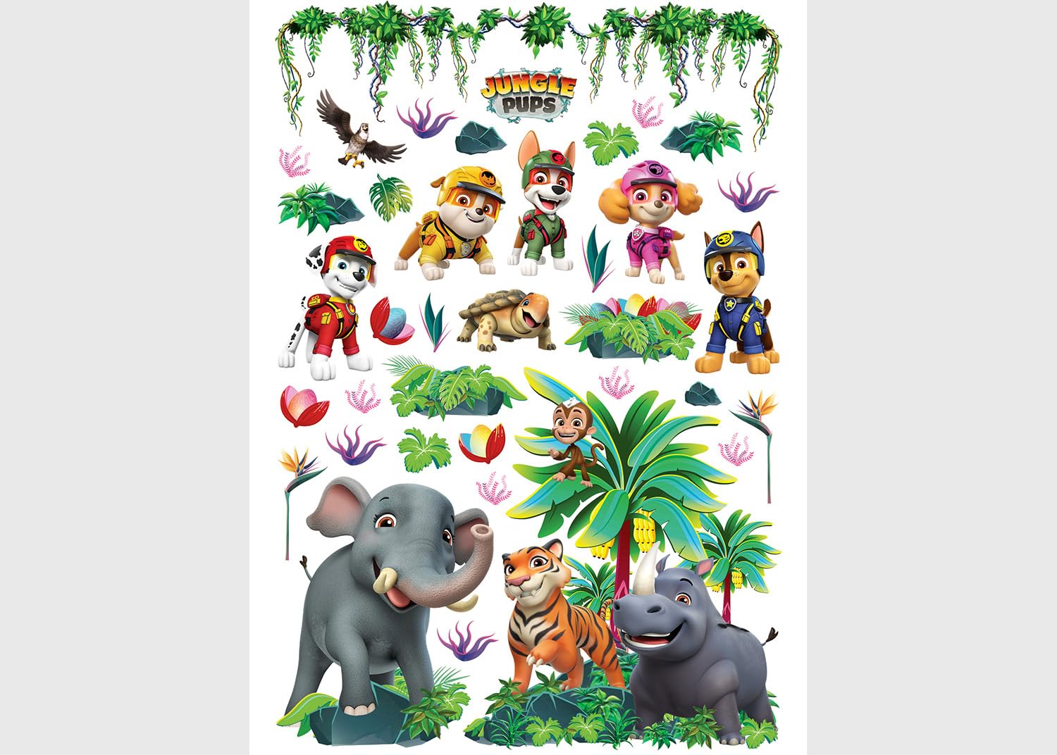 AG Design Paw Patrol Jungle Children's Room Wall Sticker, Wall Sticker, Boy Decoration, 42.5 x 65 cm, ADK 1676