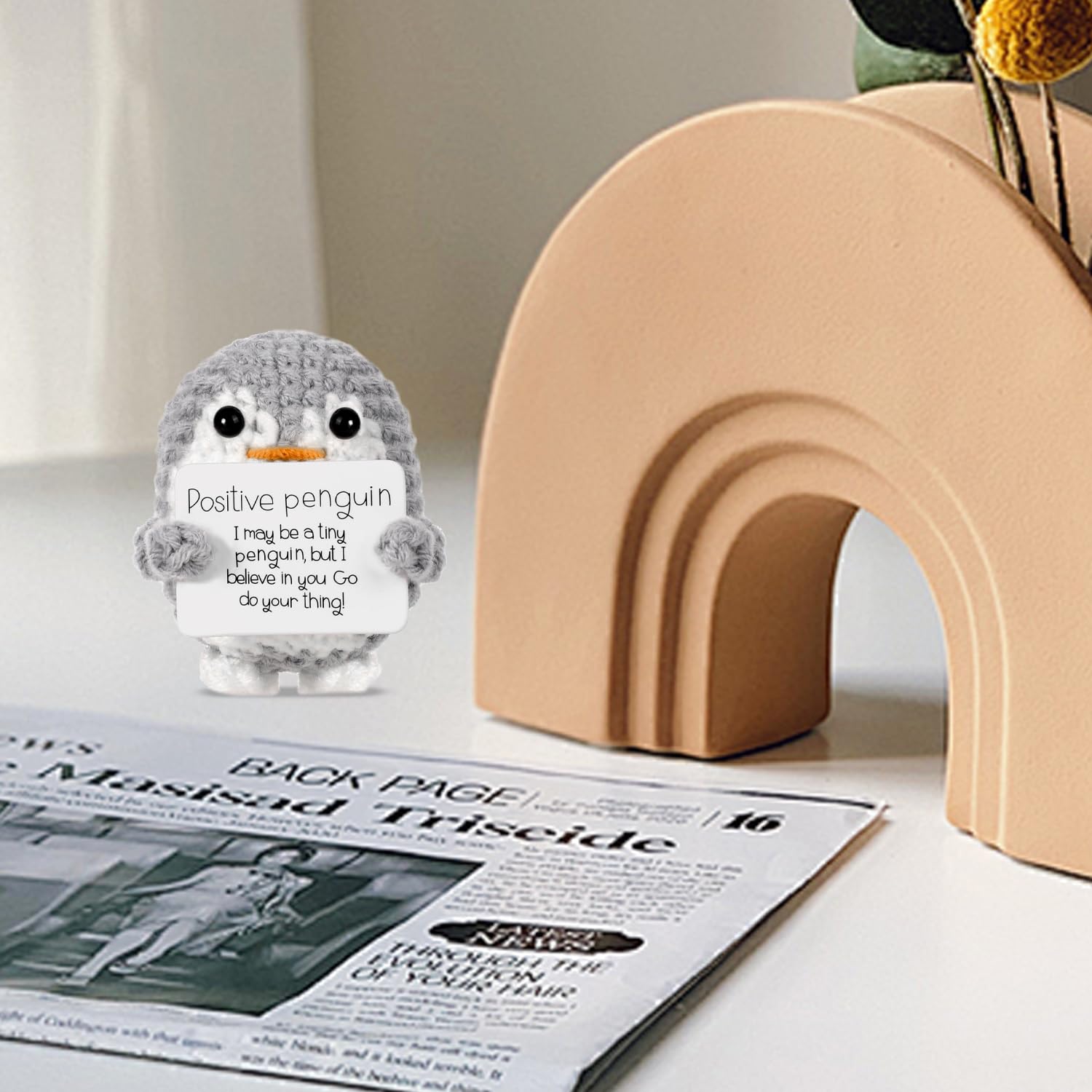 Positieve pinguïn cadeau, 6,6 cm mini-cadeaus, pinguïns met kaart