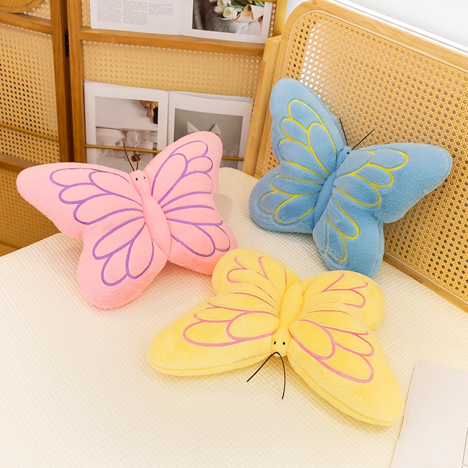 Butterfly Pillow Cute Butterfly Decorative Throw Pillows Cushion 16 x 12 inch for Women Room Home Garden Sofa Couch Pink