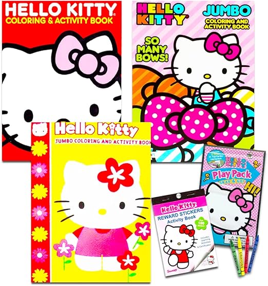 amazon com hello kitty coloring activity book super set 5 hello kitty coloring books crayons bundle with 50 hello kitty stickers and more hello kitty party pack toys games