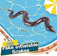 Vista 2 de FUTUREPLUSX Serpientes inflables falsas, 3 piezas inflables inflables de serpientes de piscina de animales para decoración de fiesta de reptiles