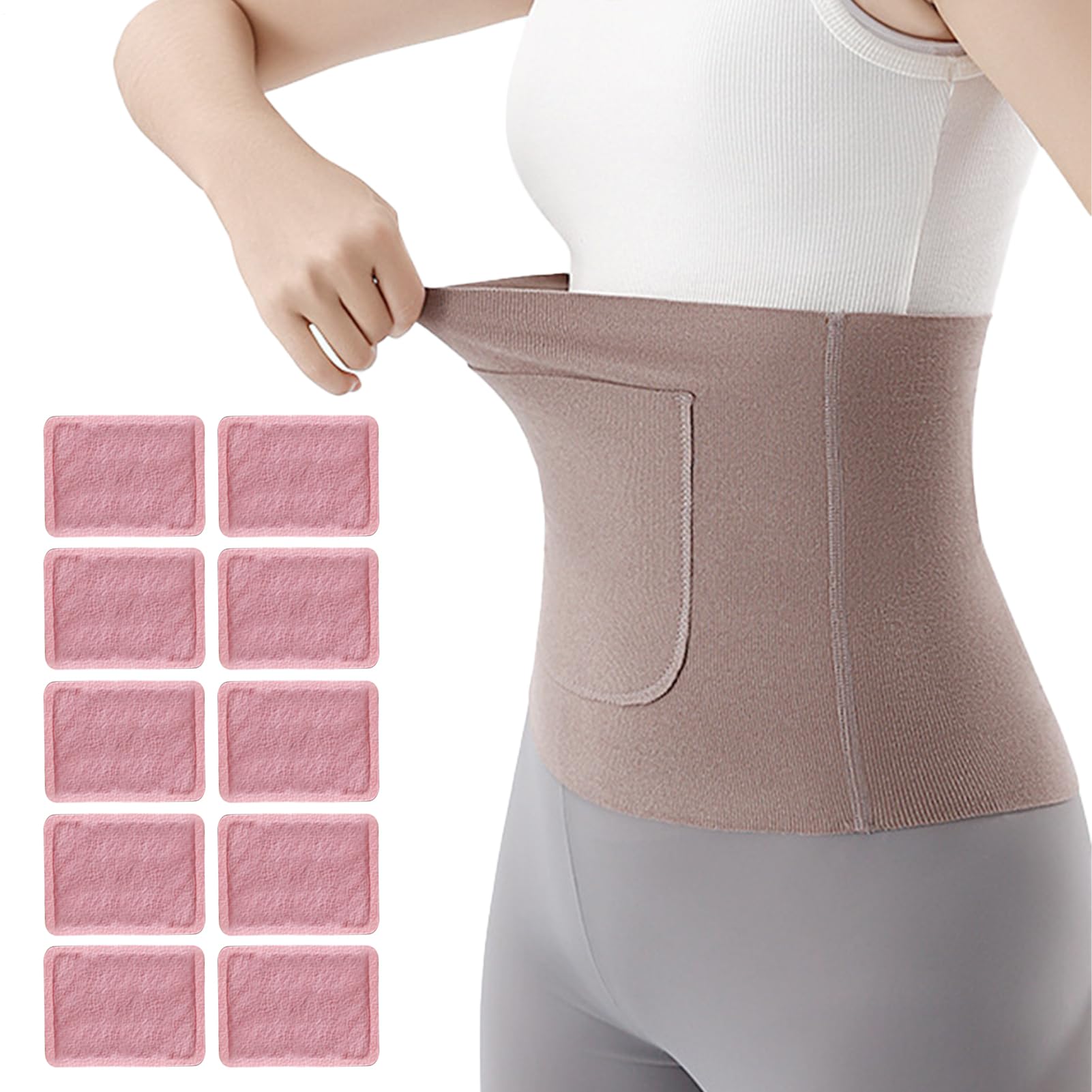 Calentador de cintura contra el frío lumbar con cinturón elástico cómodo para abdomen 8