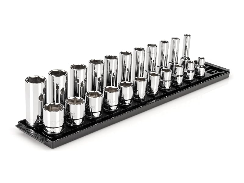 Jogo de Soquetes TEKTON com Acionamento de 12,7 mm (1/2 pol.), Sextavados de 6 Pontos, Rasos e Profundos, SHD92209, 22 Peças