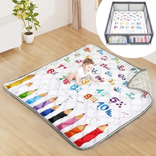 Miniatura 12 de Tapete de juego para bebé de 50 x 50 pulgadas, tapete de bebé prémium para piso, tapete de bebé inodoro, tapete suave para bebés para bebés, tapete