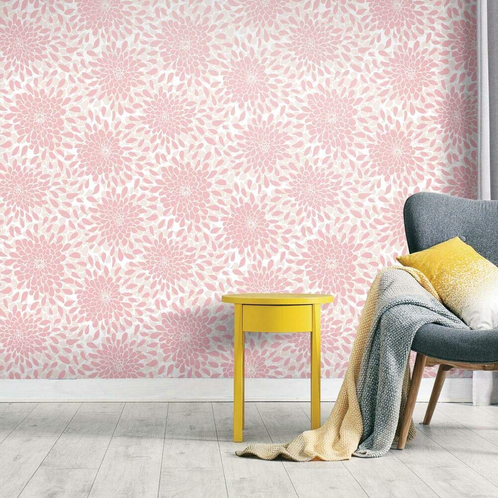 RoomMates Decor RoomMates RMK11479WP Pink Glitter Toss The Bouquet Peel and Stick Wallpaper