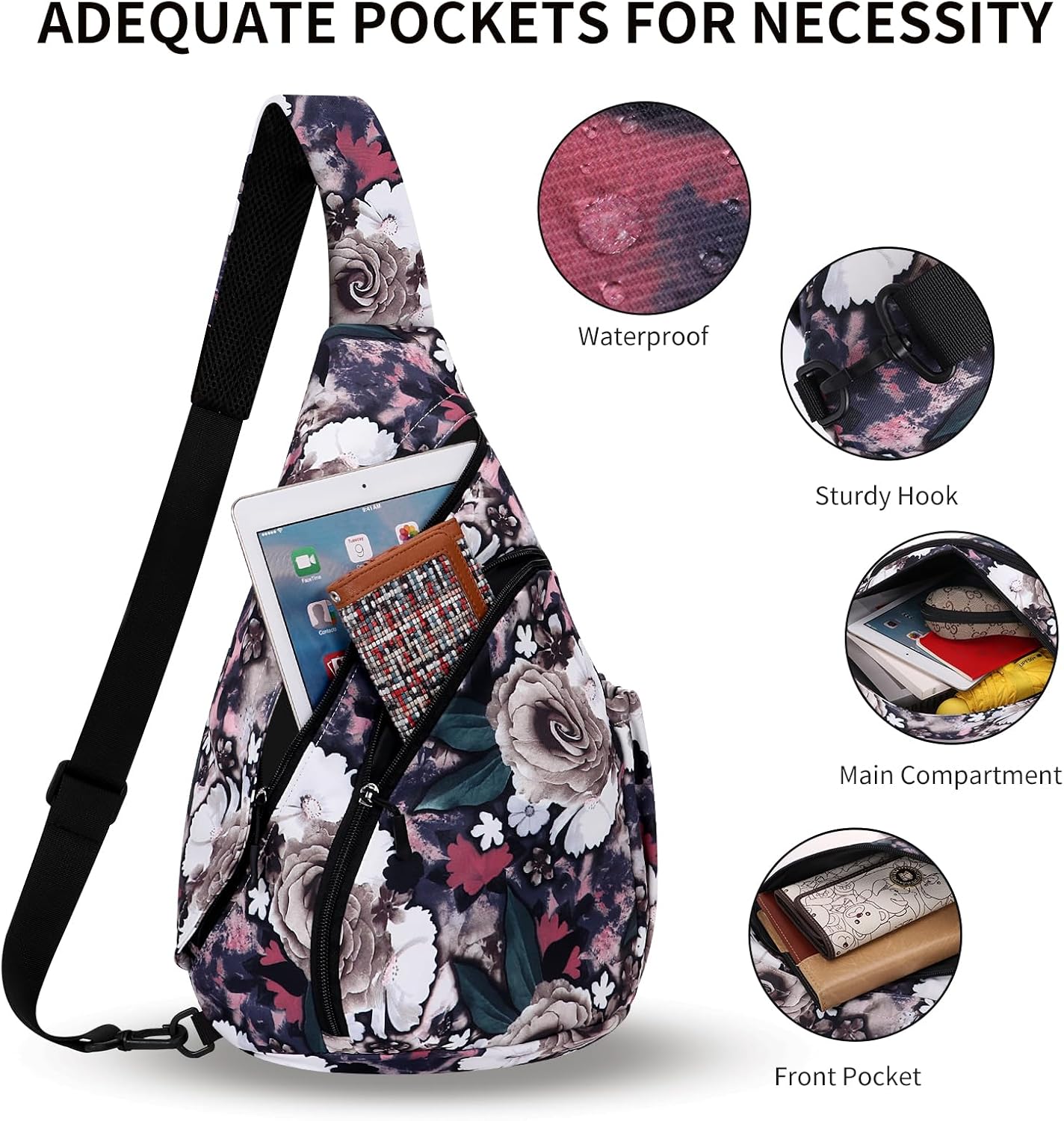 HUA ANGEL Crossbody Sling Bag for Men & Women Lightweight Waterproof Chest Shoulder Bag for Travel Hiking & Everyday Use image 2