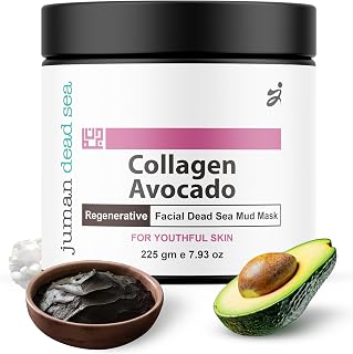 JUMAN Dead Sea Minerals Collagen & Avocado Face Mask | Minimizes Pores & Reduces Excess Oils | Dead Sea Mud Mask | 225g (Pack of 1)