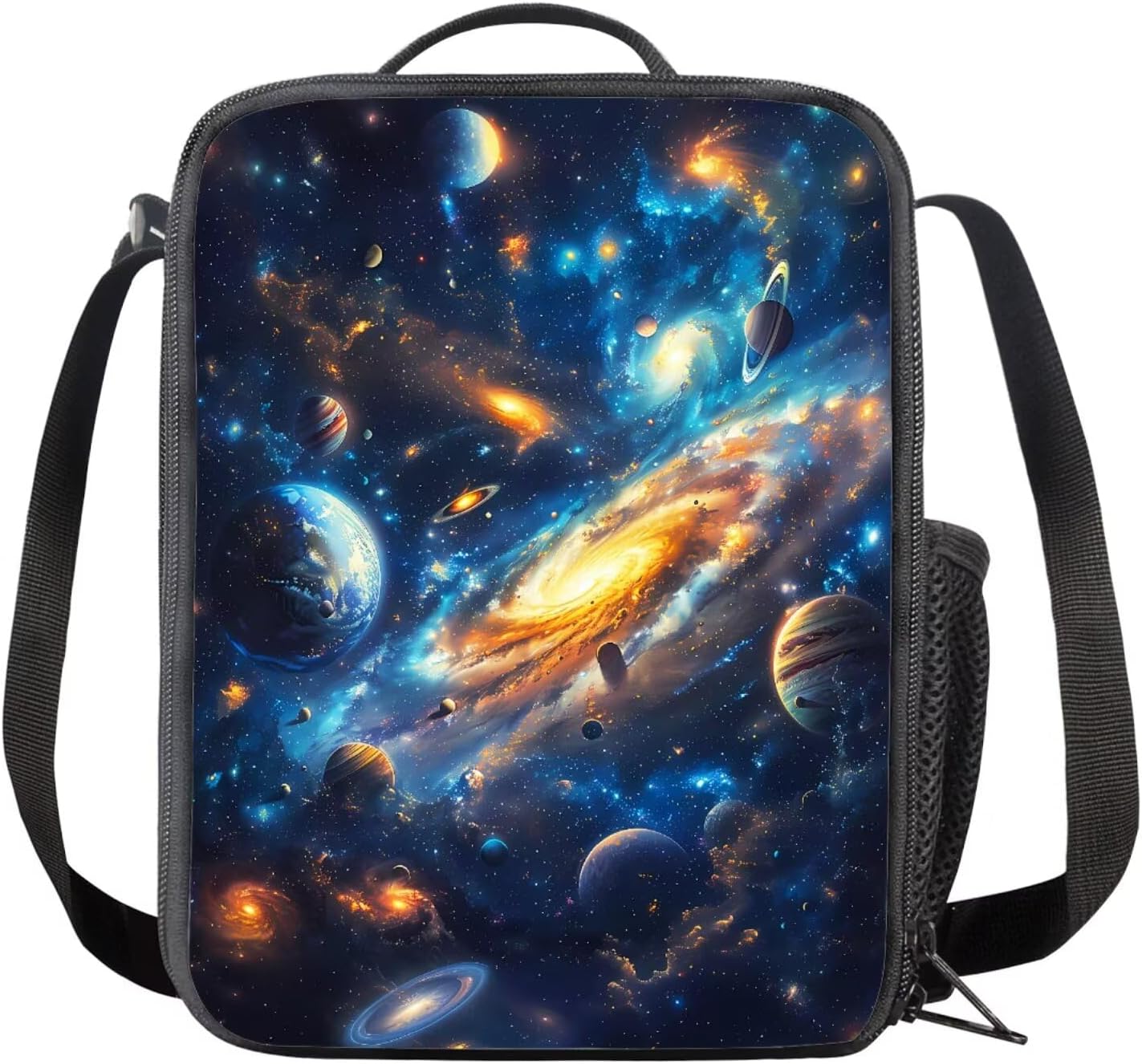 Space Galaxy Backpack for Boys Girls Backpack with Lunch Box and Big Pencil Case 3PCS Set Bookbag with Compartments for School Teens 17 inch Large Capacity School Bag with Side Pocket for Kids
