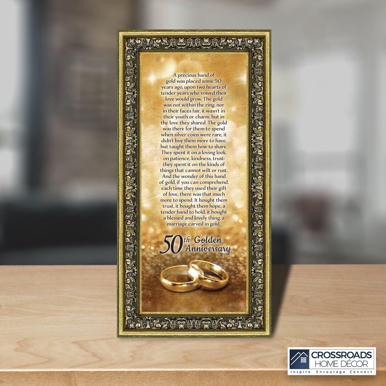 Crossroads Home Décor 50th Wedding Anniversary Presents for Parents, 50th Anniversary Picture Frame, 7318G