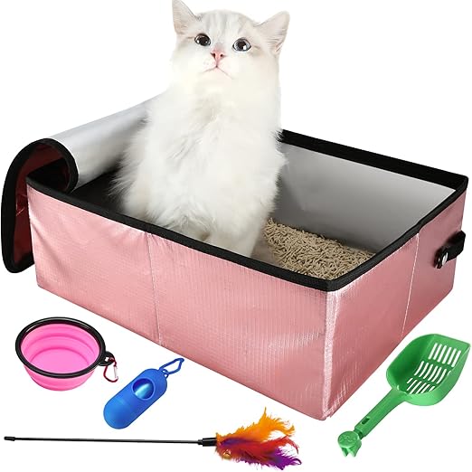 WILDEDEN Litière Pliable et Portable pour Chat avec Couvercle, boîte à litière de Voyage Pliable