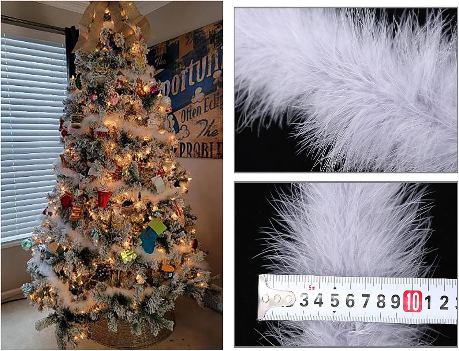 2 Yards Marabou Feather Boa for DIY Craft Sewing Clothing Trim Wedding Party Home Halloween Christmas Costume Decoration (White)