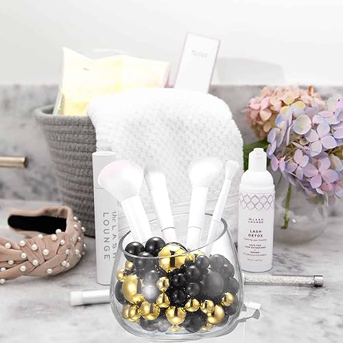 Miniatura 3 de 200 piezas de relleno de jarrón de oro negro, cuentas de perlas para centros de mesa, jarrones de 10140.787 in, sin agujero, perlas falsas para