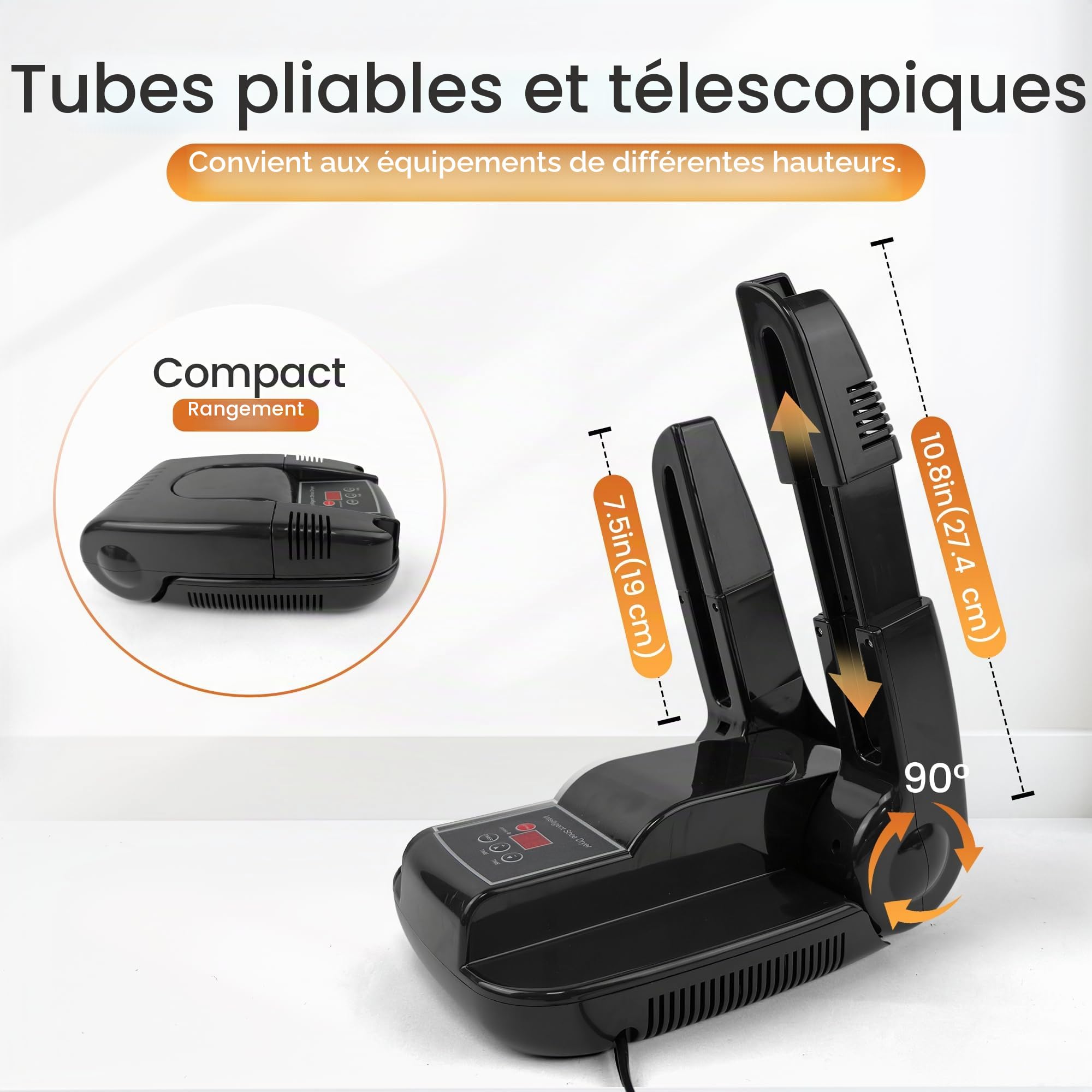 MBSM Sèche-Bottes et Chaussures, seche Chaussure Electrique, seche Gants de Boxe, seche Chaussures de Foot, Support Portable réglable et minuteur, Design Pliable et séchage Rapide pour Chaussures