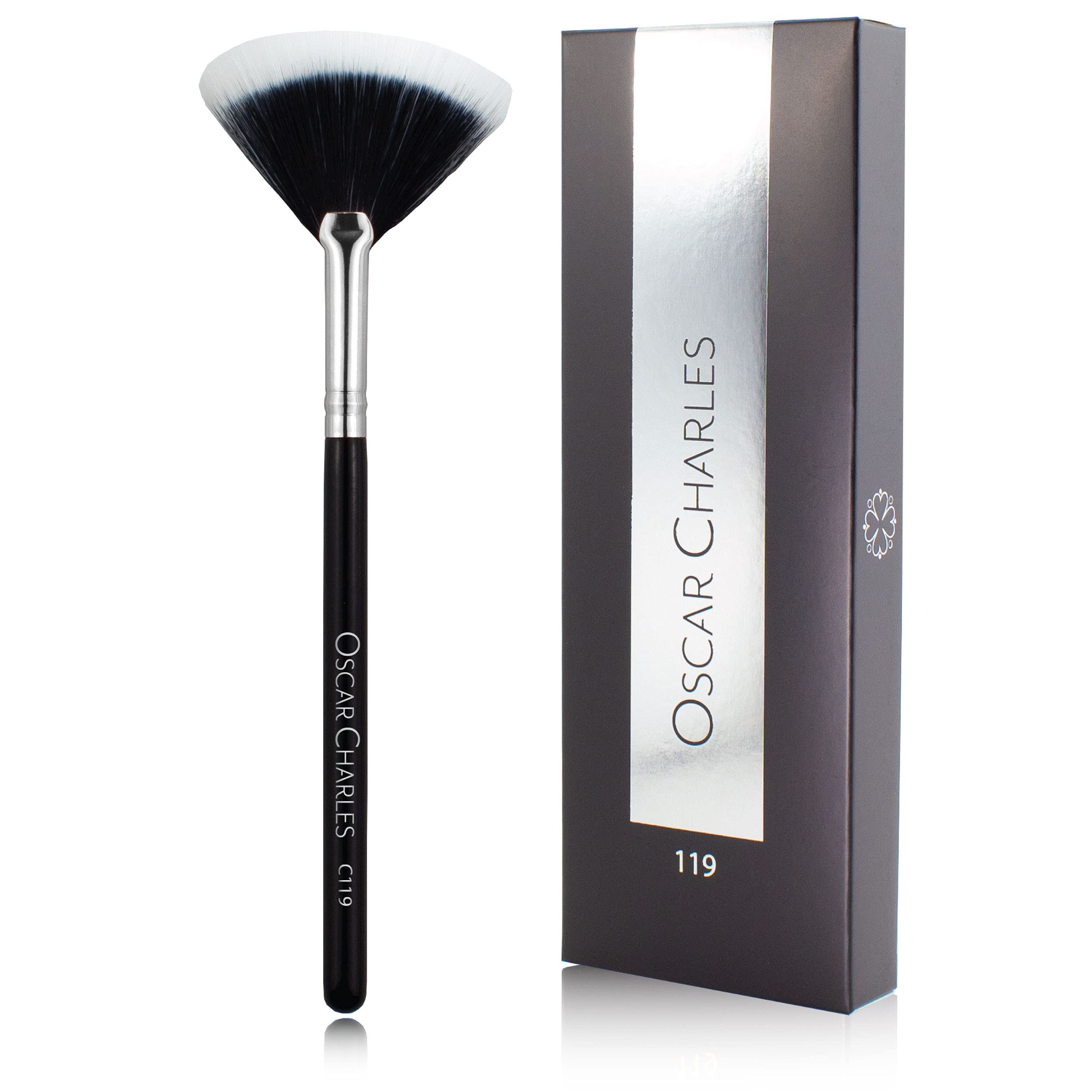 119 Luxe Professional Small Duo Fan Makeup Brush - Silver