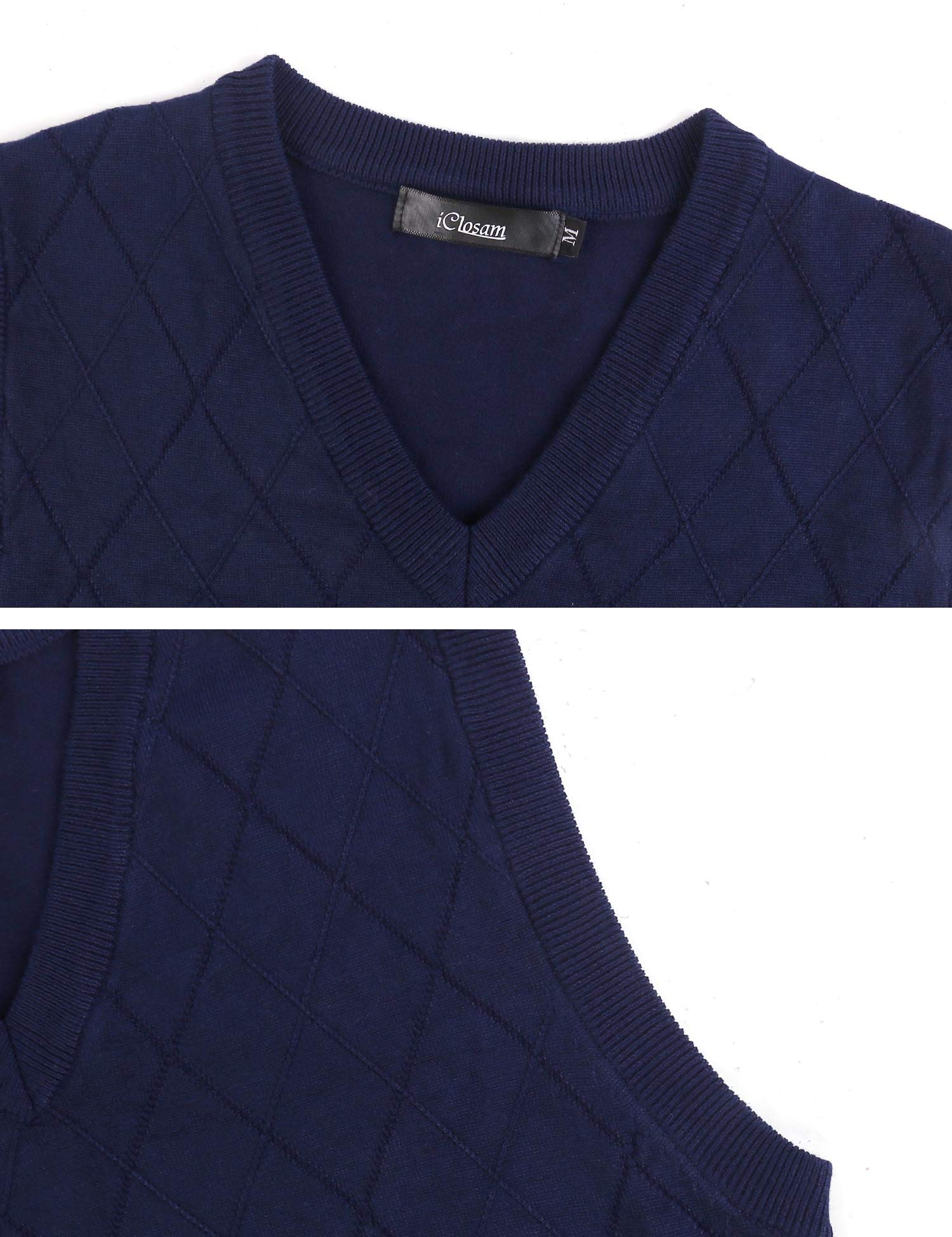 iClosam Gilet Maglione da Uomo Inverno Gilet V-Collo Cotone Casual Pullover Smanicato Maglia Sweater Felpa Men
