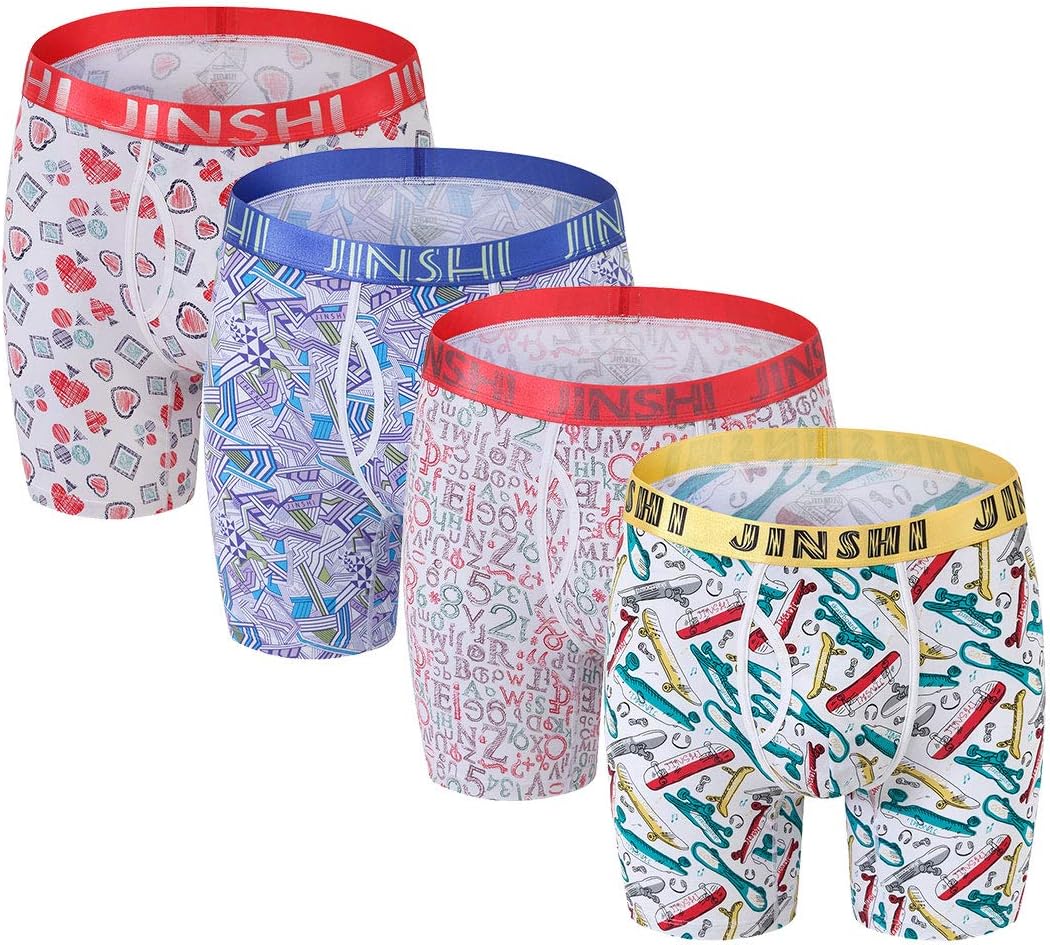 JINSHIMens Design Long Leg Boxer Briefs Underwear Multipack