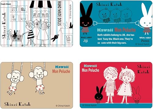 Seal-do Shinzi Katoh IC Card Information Protection Sticker, Mon Peluch 4-Piece Set, ks-ic-30002