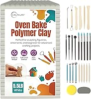 CalPalmy 5.5lb White Oven Bake Polymer Clay with Tools Kit - Non-Toxic Sculpting Clay for Figurines, Jewelry & Crafts