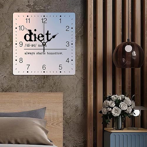 Miniatura 201 de Reloj de pared cuadrado de PVC con definición de contador, refranes motivacionales, reloj de pared grande, descripción de la palabra, 12 pulgadas