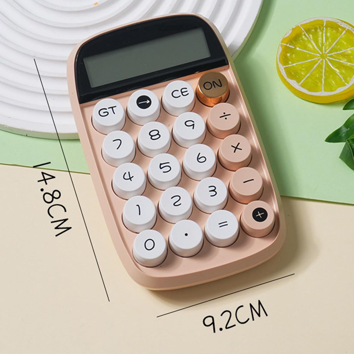 Aesthetic Office Desktop Calculator, Big Round Buttons, 12-Digit, Latte image 2