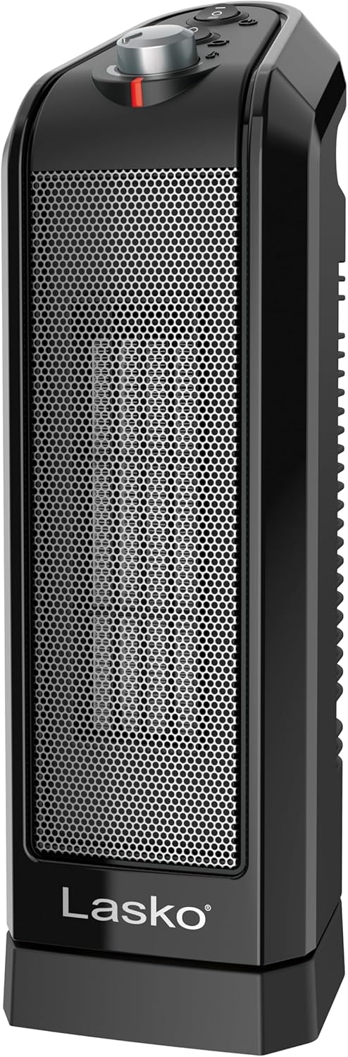 Lasko Oscillating Ceramic Space Heater for Home with Overheat Protection, Thermostat, and 3 Speeds, 15.7 Inches, Black, 1500W, CT16450, Small, 4 Pounds 15.7" Heater