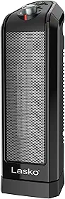 Lasko CT16450 Aquecedor elétrico de cerâmica oscilante portátil pequeno 1500W com termostato manual e proteção de segurança contra superaquecimento para uso doméstico interno, preto