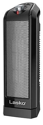 Lasko Oscillating Ceramic Space Heater for Home with Overheat Protection, Thermostat, and 3 Speeds, 15.7 Inches, Black, 1500W, CT16450, Small, 4 Pounds
