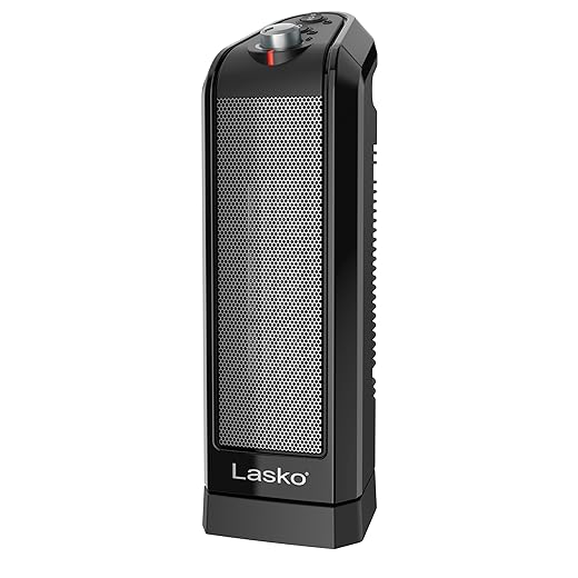 Lasko Oscillating Ceramic Space Heater for Home with Overheat Protection, Thermostat, and 3 Speeds, 15.7 Inches, Black, 1500W, CT16450, Small, 4 Pounds