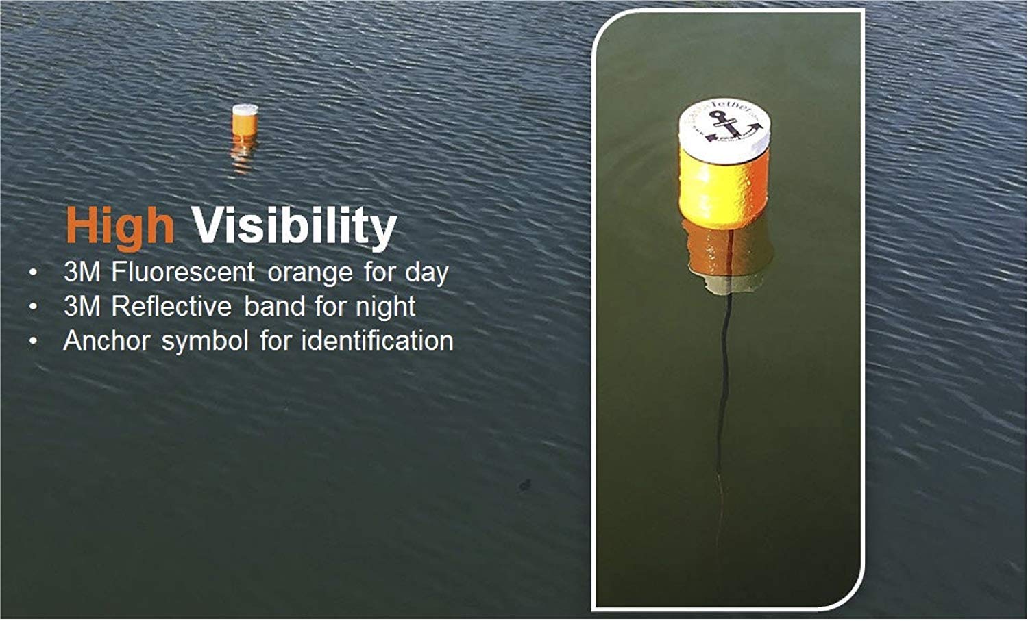 Elastatether (Tm) SelfAdjusting Anchor Marker Buoy High Visibility