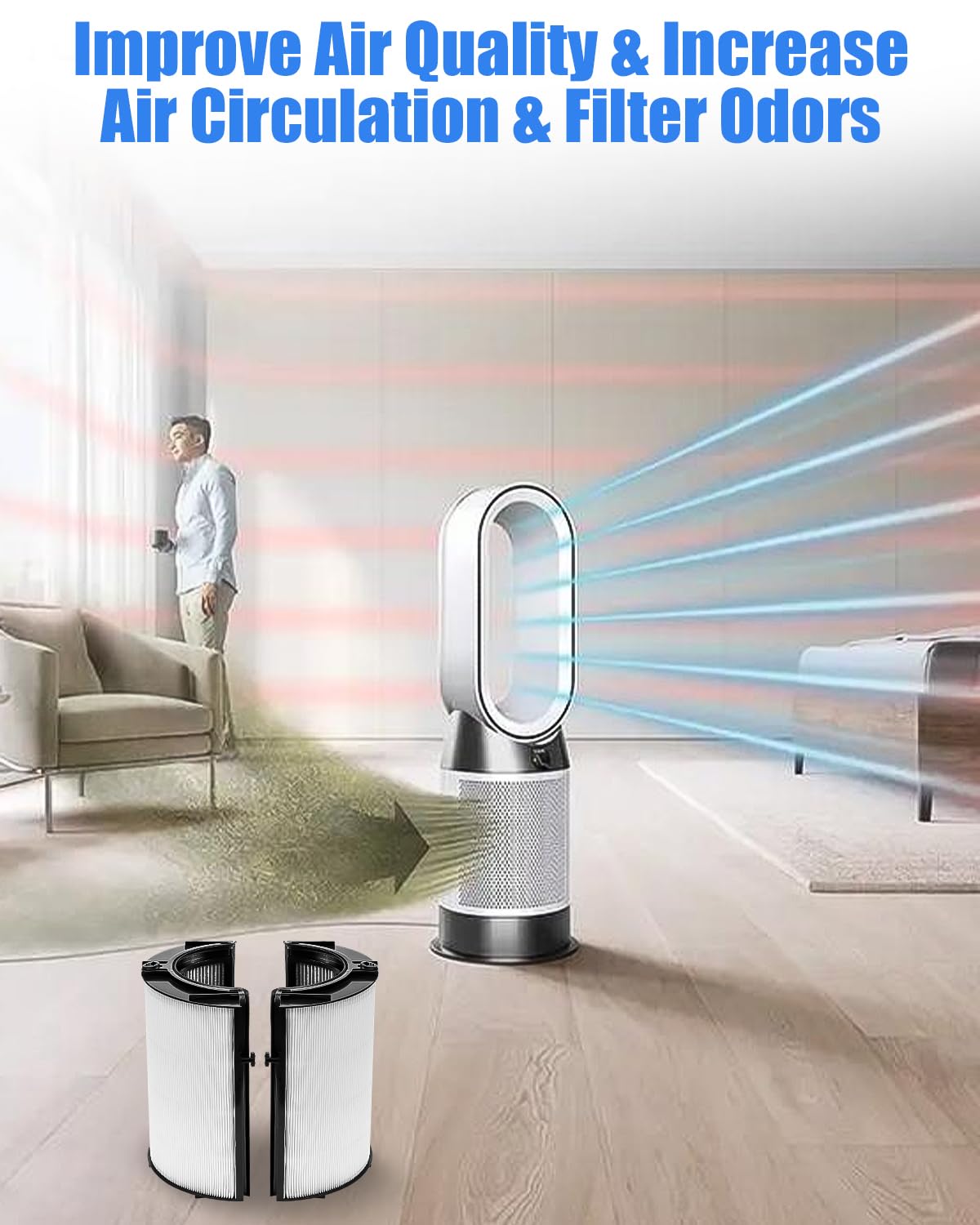 Filtro di ricambio 2 in 1 compatibile con depuratore d'aria Dyson HP04 TP04 DP04 PH04 HP09 TP09 HP07 TP07 PH03 PH01, Filtri Hepa Carboni Attivi, alta efficienza H13 Grade True Filtro HEPA