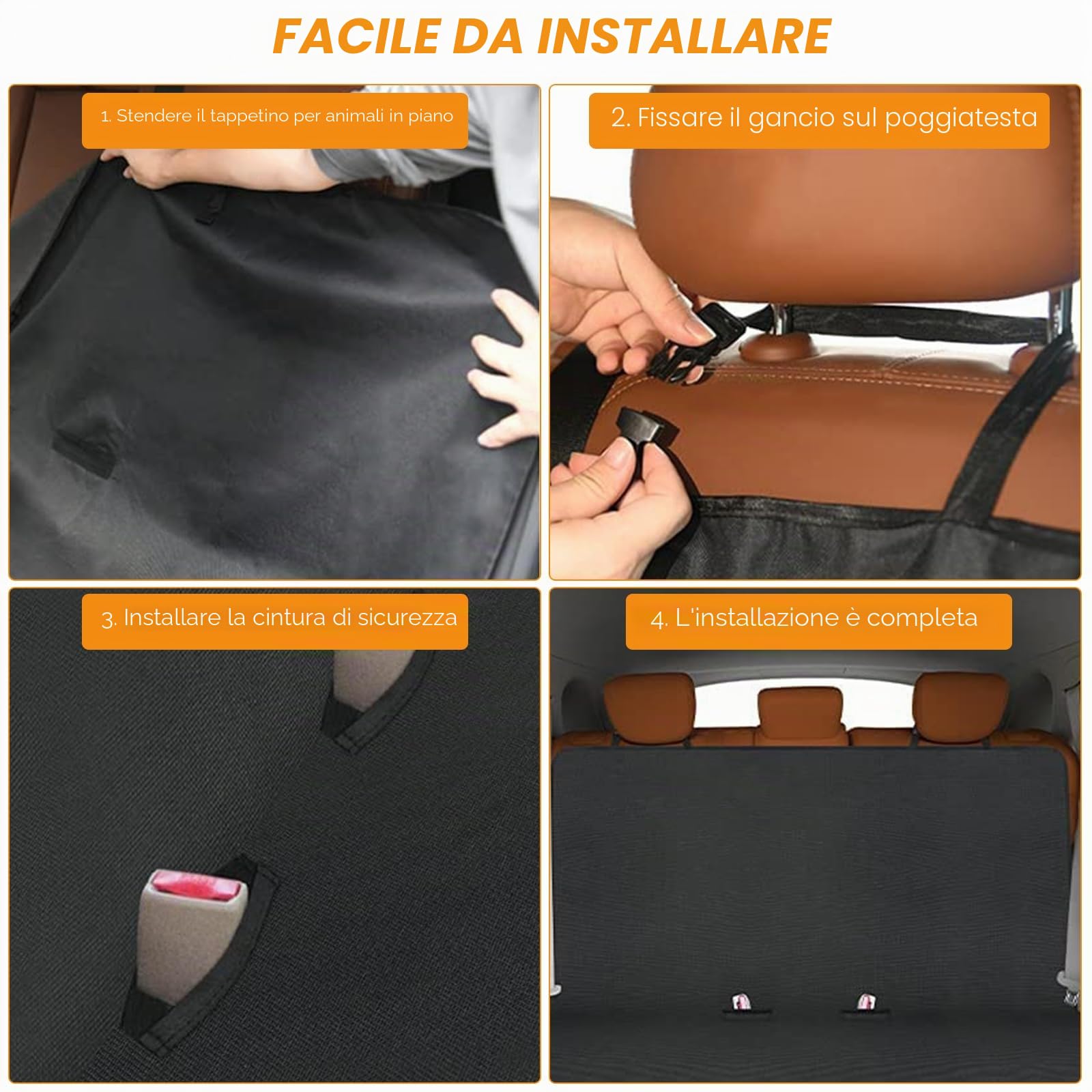 Coprisedile Auto per Cani, Coprisedile Posteriore Auto per Cani, Telo Cane Sedili Posteriori, Telo Bagagliaio per Cani, Impermeabile Universale Protezione Della Fodera
