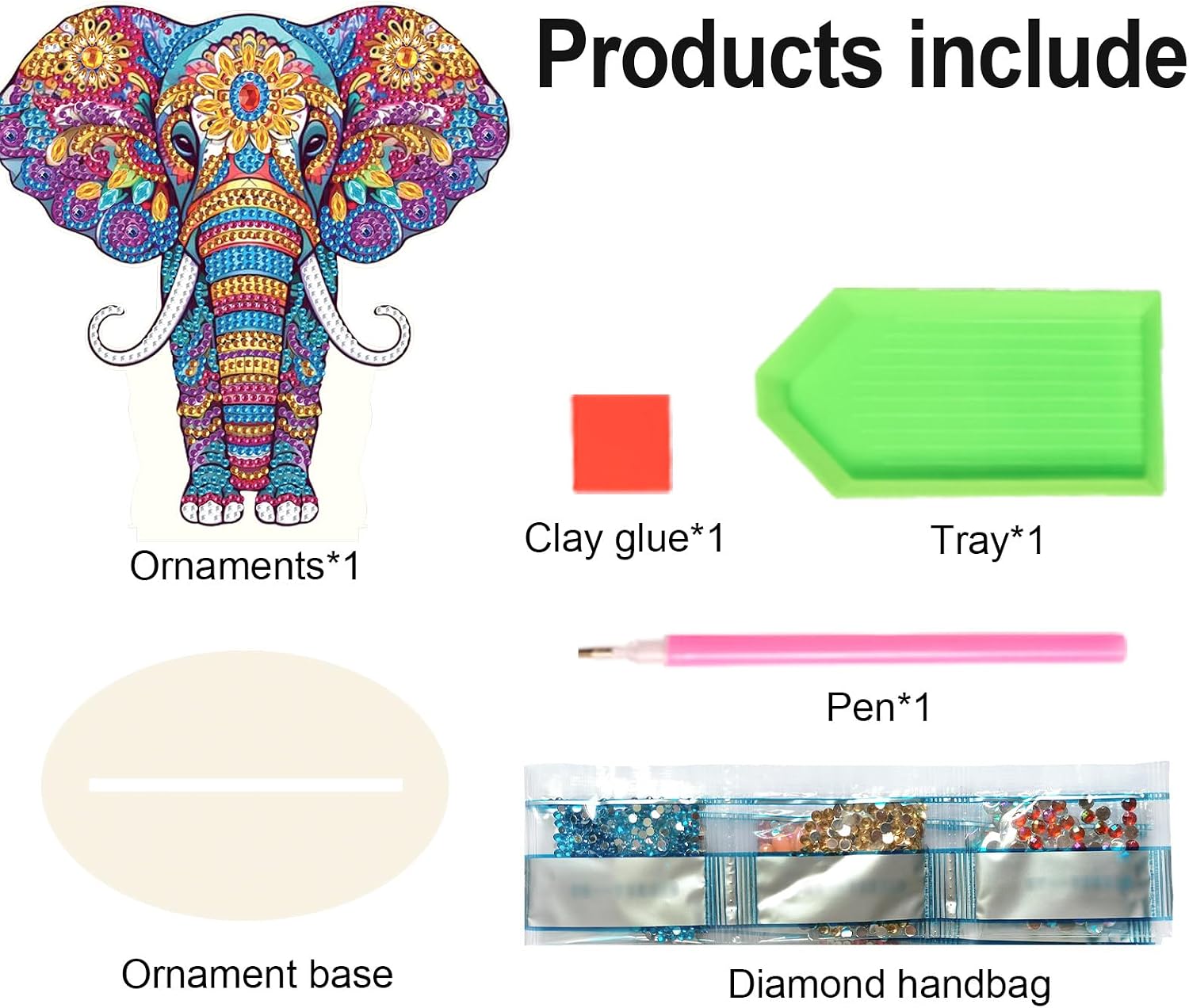 antor Elephant Diamond Art Tabletop Ornaments Kits for Adults Beginners image 3