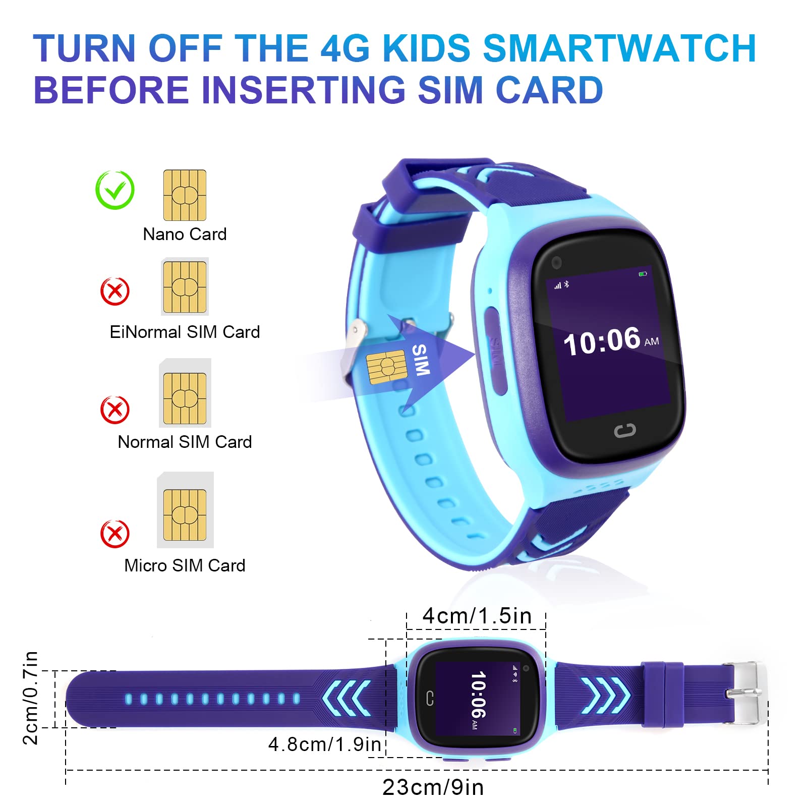 Reloj Inteligente para Niños 4G Rastreador GPS Videollamada SOS Cámara De Chat De Voz Despertador Cronómetro Calculadora De Localización De Regalos De Cumpleaños para Niñas 4-12 Años (Azul)