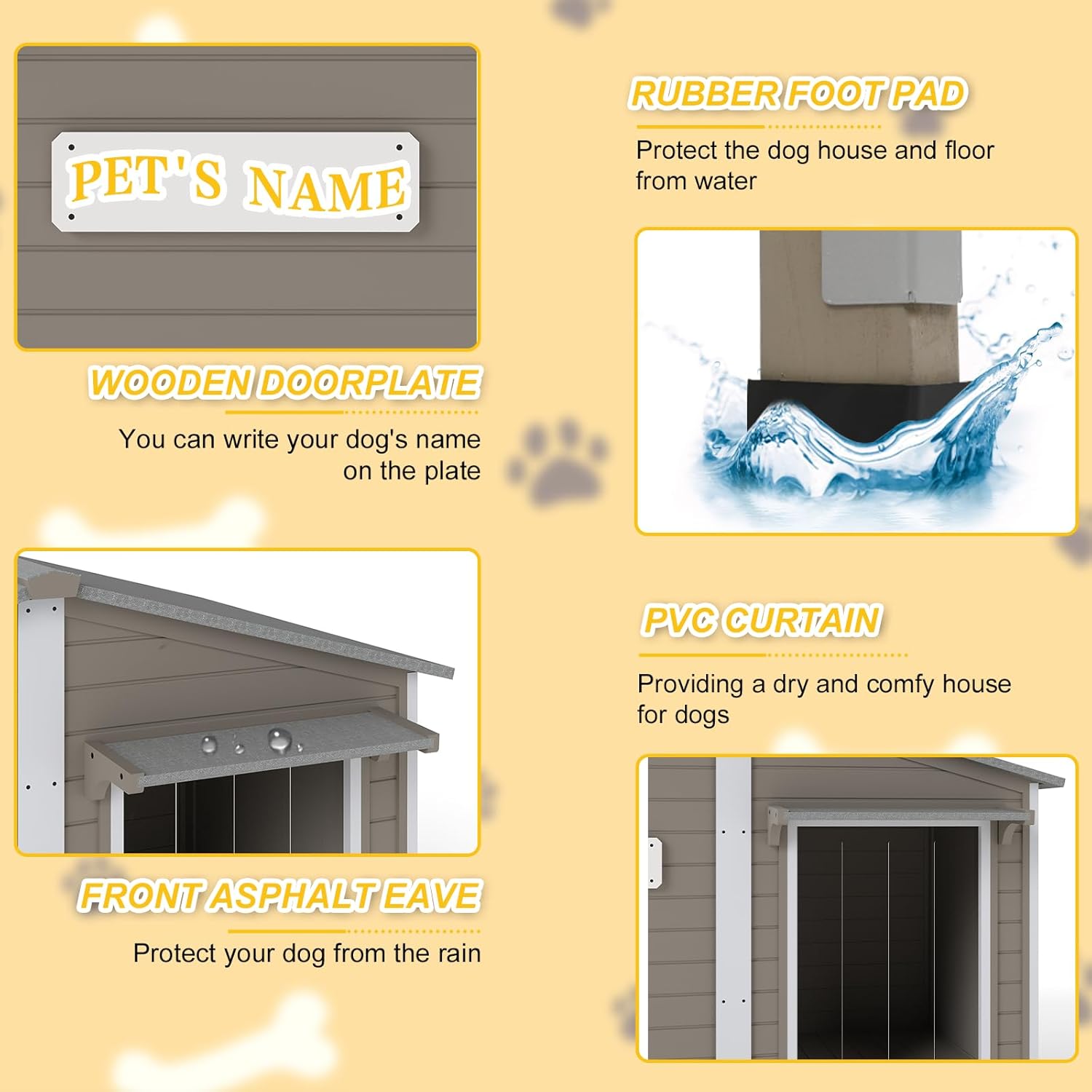 PetsCosset 55.1" L Large Dog House Outdoor & Indoor,Fir Wood Dog Kennel with Weatherproof Openable Asphalt Roof,Spacious Doghouse with Anti-Chewing Metal Edges for Small & Medium & Large Dogs,Grey