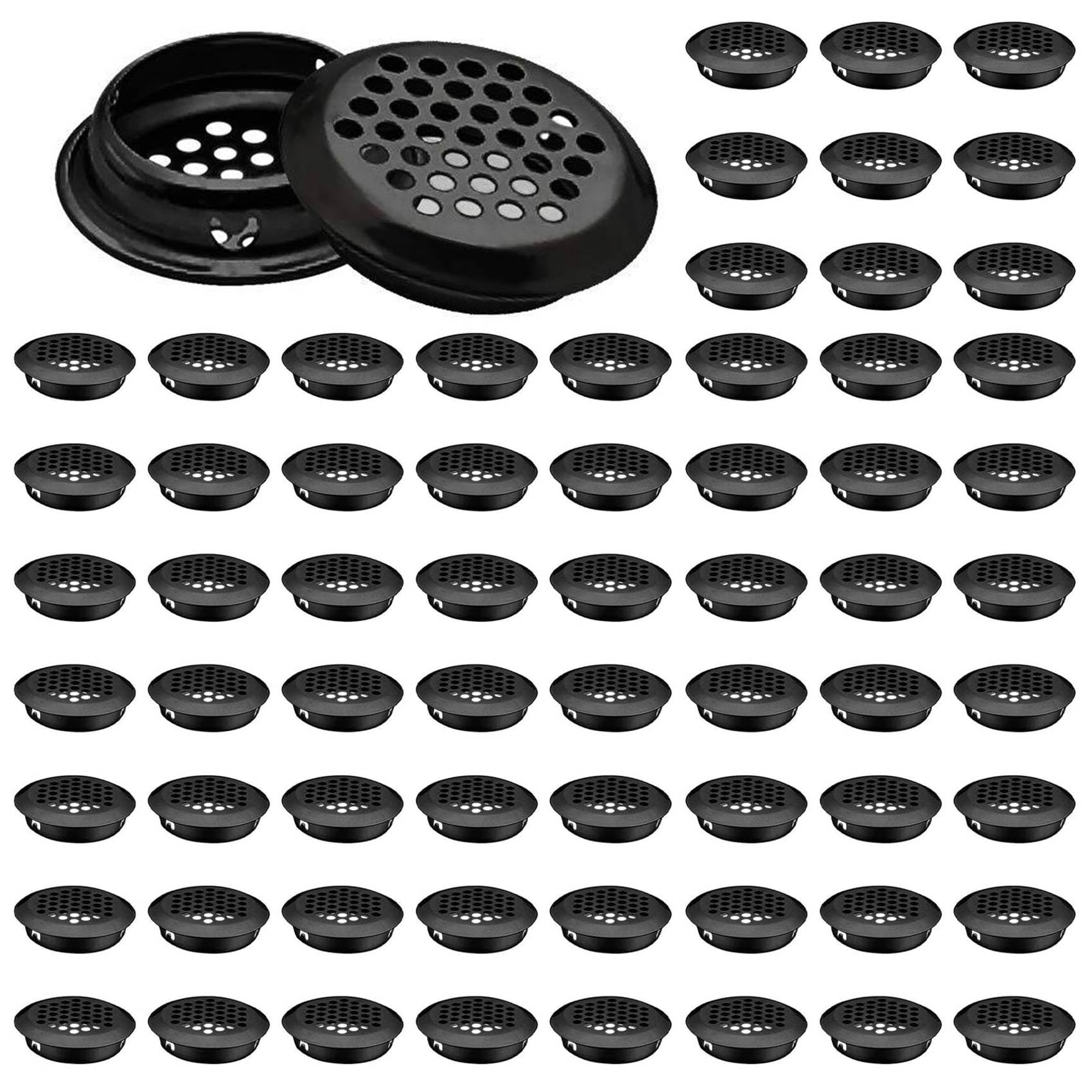 Jnchdghwa Black Air Vent Louver, 300Pcs 35Mm Stainless Steel Round Mesh Hole Circular Soffit Vent For Wardrobe Drawer Bookcase Kitchen