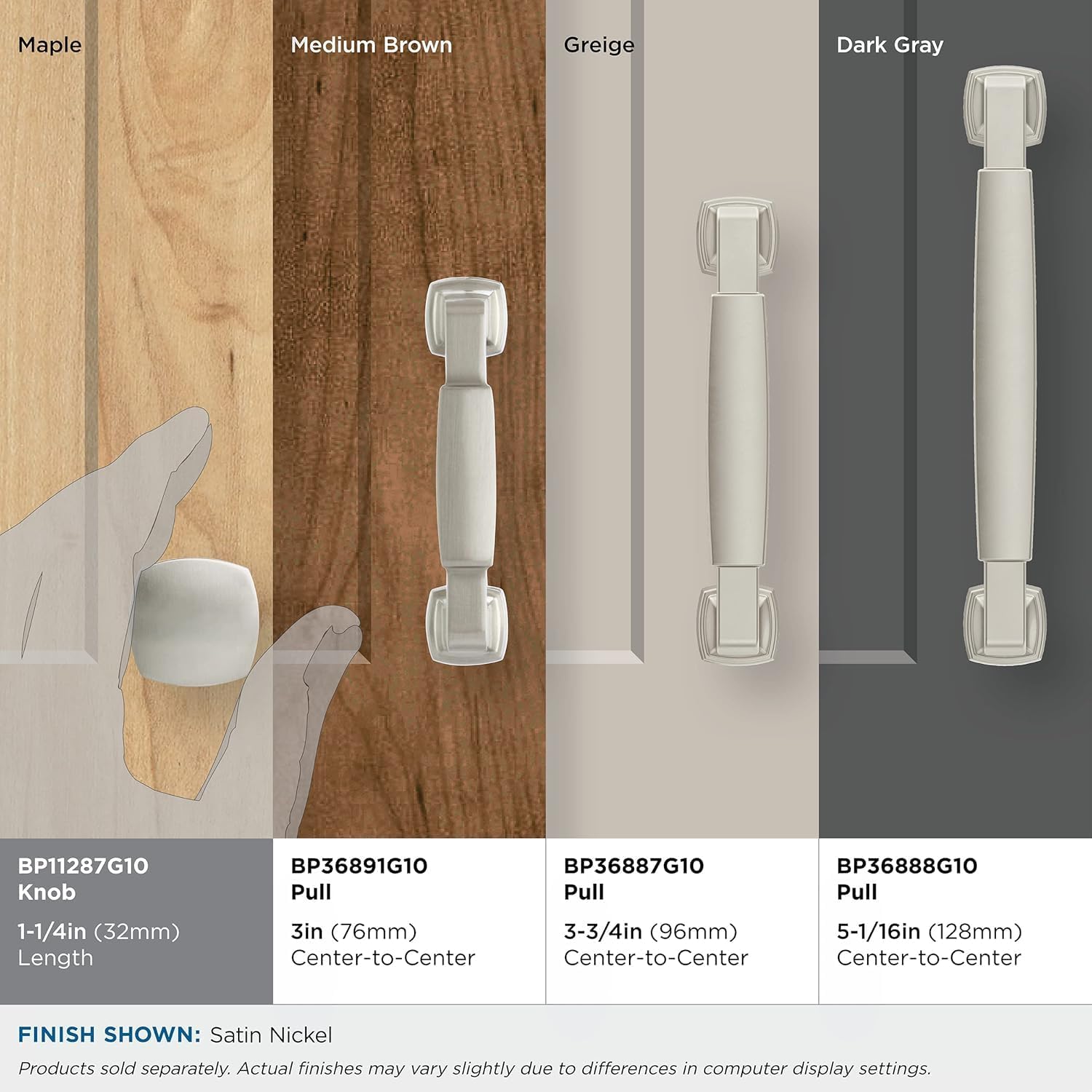 Amerock | Cabinet Knob | Satin Nickel | 1-1/4 inch (32 mm) Length | Stature | 10 Pack | Drawer Knob | Cabinet Hardware