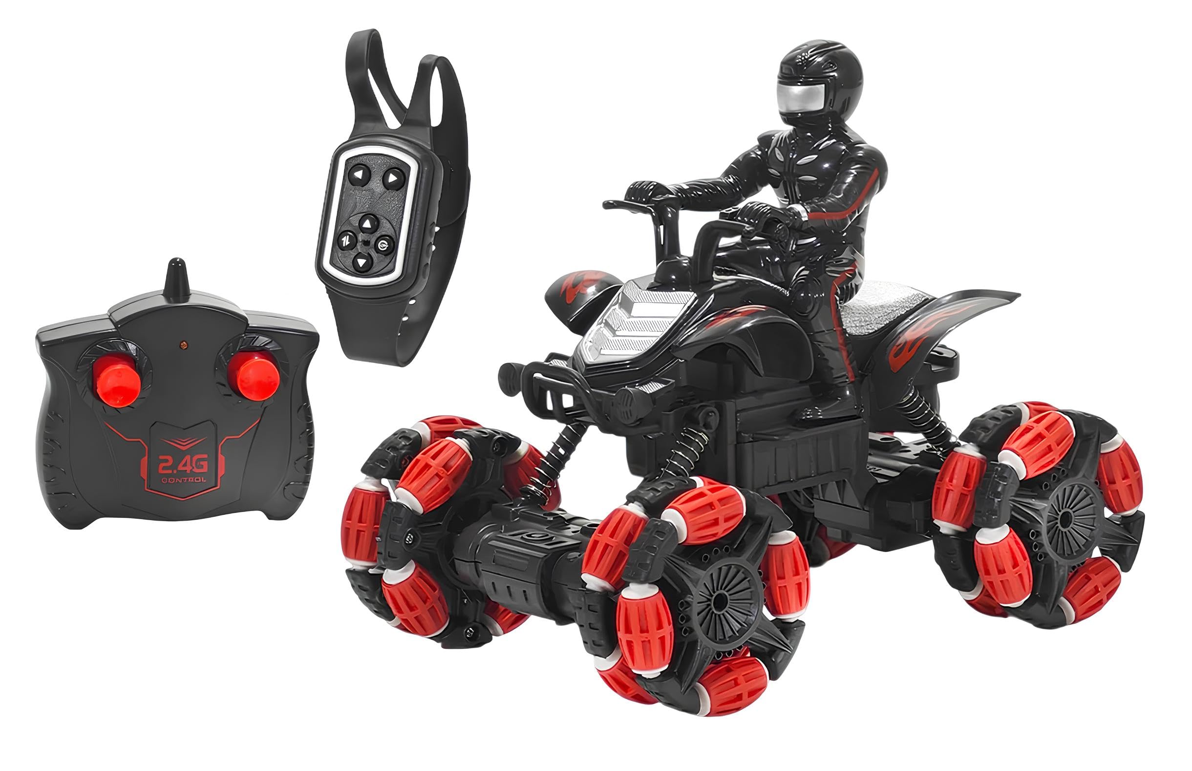 Quad teledirigido con piloto con luces, juguete acrobático Drift 360° Spinning Action Telecomandado ATV Quadbike con doble mando a distancia máquina teledirigida 4x4 Cross Super Quad exterior e