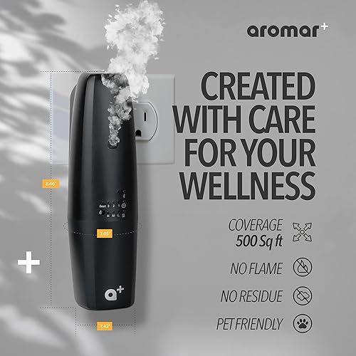 Miniatura 6 de AROMAR Difusor de aroma enchufable sin agua  Máquina de aceite esencial de aire frío, controlada por aplicación, cubre 500 pies cuadrados  Aroma