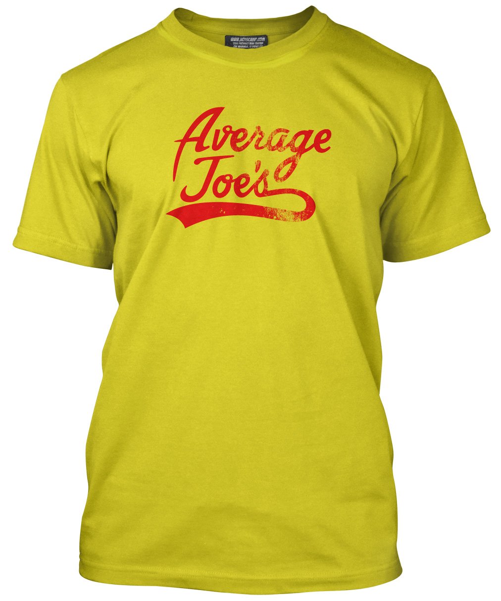 Hotscamp Men's Yellow Average Joe's Distressed - Unisex T-Shirt Dodgeball Average Joes Tshirt Tee Movie Film Costume - M