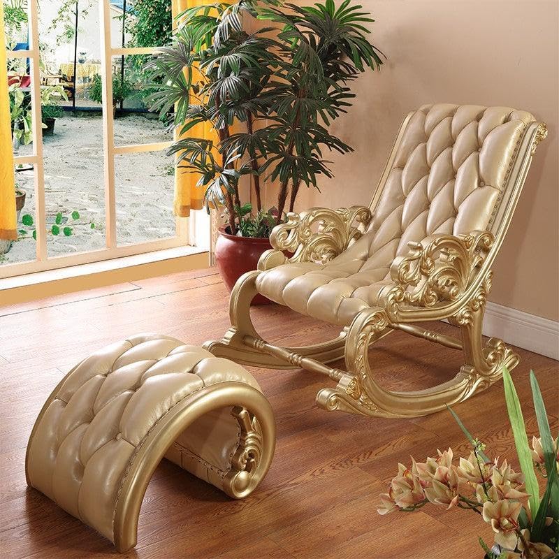 Fauteuil à Bascule Solid Sheesham Wood Rocking Chairs with Perfect Backrest Cushioned Seat | Wooden Armchair for Living Room, Balcony & Indoor Relaxation (Model 27)-image-32